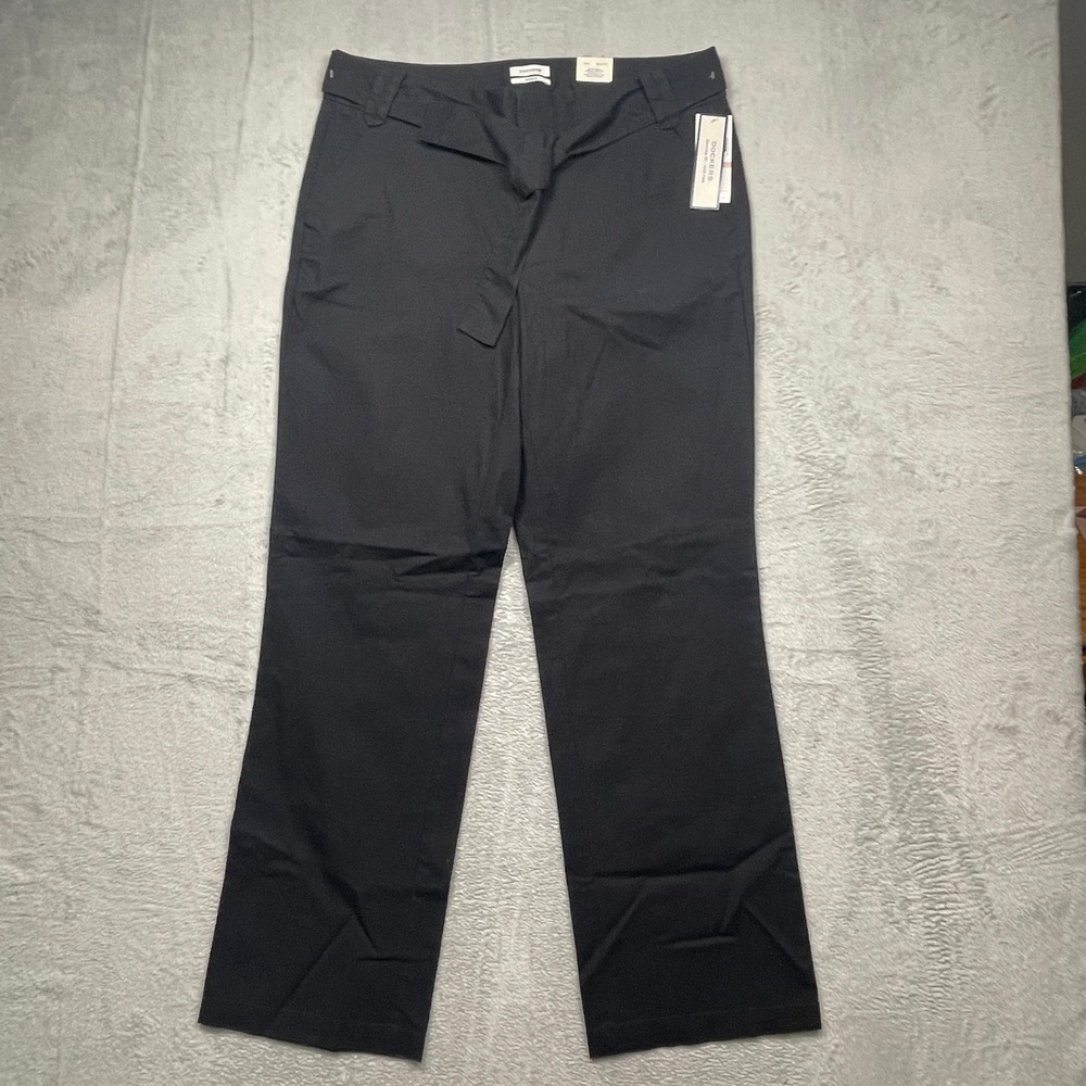 Dockers Favorite Fit Pants Womens 12 Black Tie Waist Straight Leg Mid Rise New